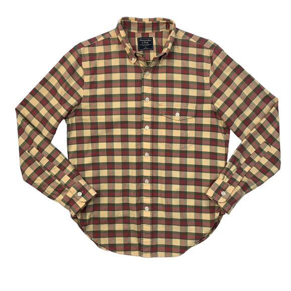 Abercrombie & Fitch Shirt Mens S Small Multi Maze Button Down Plaid Long Sleeve - Picture 1 of 12